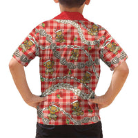 Red Palaka Hawaii Mele Kalikimaka Family Matching Summer Maxi Dress and Hawaiian Shirt Ohia Lehua Shell Leis Funny Gingerbread Santa LT14 - Polynesian Pride