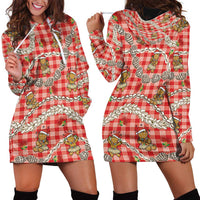 Red Palaka Hawaii Mele Kalikimaka Hoodie Dress Ohia Lehua Shell Leis Funny Gingerbread Santa - Polynesian Pride