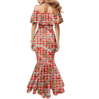 Red Palaka Hawaii Mele Kalikimaka Mermaid Dress Ohia Lehua Shell Leis Funny Gingerbread Santa - Polynesian Pride
