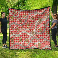 Red Palaka Hawaii Mele Kalikimaka Quilt Ohia Lehua Shell Leis Funny Gingerbread Santa - Polynesian Pride