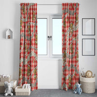 Red Palaka Hawaii Mele Kalikimaka Window Curtain Ohia Lehua Shell Leis Funny Gingerbread Santa - Polynesian Pride