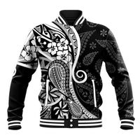 Black Polynesia Paisley Baseball Jacket Polynesian With Tropical Flowers LT14 Unisex Black - Polynesian Pride