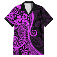 Polynesia Paisley Family Matching Long Sleeve Bodycon Dress and Hawaiian Shirt Polynesian With Tropical Flowers - Purple LT14 Dad's Shirt - Short Sleeve Purple - Polynesian Pride