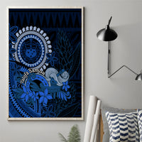 Talofa Samoa Canvas Wall Art Samoan Kava Bowl Siapo Pattern - Blue LT14 - Polynesian Pride