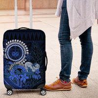 Talofa Samoa Luggage Cover Samoan Kava Bowl Siapo Pattern - Blue LT14 Blue - Polynesian Pride