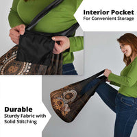 Talofa Samoa Grocery Bag Samoan Kava Bowl Siapo Pattern - Brown