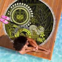 Lime Green Talofa Samoa Beach Blanket Samoan Kava Bowl Siapo Pattern LT14 - Polynesian Pride
