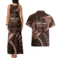Malo e lelei Tonga Couples Matching Tank Maxi Dress and Hawaiian Shirt Tongan Ngatu Pattern Vintage Vibes LT14 - Polynesian Pride