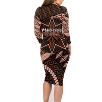 Malo e lelei Tonga Family Matching Long Sleeve Bodycon Dress and Hawaiian Shirt Tongan Ngatu Pattern Vintage Vibes LT14 - Polynesian Pride