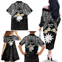 Ekamowir Omo Nauru Family Matching Off The Shoulder Long Sleeve Dress and Hawaiian Shirt Naoero Twelve-pointed Star Polynesian Tattoo LT14 - Polynesian Pride
