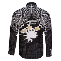 Ekamowir Omo Nauru Family Matching Off The Shoulder Long Sleeve Dress and Hawaiian Shirt Naoero Twelve-pointed Star Polynesian Tattoo LT14 - Polynesian Pride