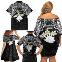 Ekamowir Omo Nauru Family Matching Off Shoulder Short Dress and Hawaiian Shirt Naoero Twelve-pointed Star Polynesian Tattoo LT14 - Polynesian Pride