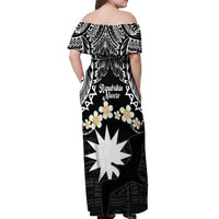 Ekamowir Omo Nauru Off Shoulder Maxi Dress Naoero Twelve-pointed Star Polynesian Tattoo LT14 - Polynesian Pride