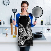 Black Aloha Hawaii Apron Polynesian Shark Tattoo With Plumeria - Polynesian Pride