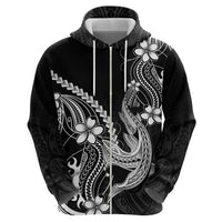 Black Aloha Hawaii Hoodie - Polynesian Shark Tattoo With Plumeria LT14 - Polynesian Pride