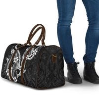 Black Aloha Hawaii Travel Bag Polynesian Shark Tattoo With Plumeria - Polynesian Pride