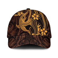 Gold Black Aloha Hawaii Classic Cap Polynesian Shark Tattoo With Plumeria - Polynesian Pride
