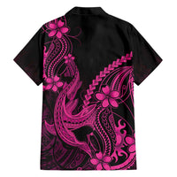 Pink Black Aloha Hawaii Family Matching Short Sleeve Bodycon Dress and Hawaiian Shirt Polynesian Shark Tattoo With Plumeria LT14 - Polynesian Pride