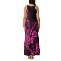 Pink Black Aloha Hawaii Family Matching Tank Maxi Dress and Hawaiian Shirt Polynesian Shark Tattoo With Plumeria LT14 - Polynesian Pride