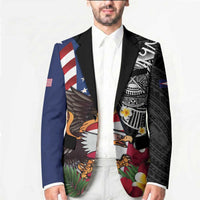United States and American Samoa Blazer USA Flag Eagle With Seal Tropical Flowers
