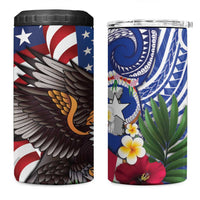 United States and Northern Mariana Islands 4 in 1 Can Cooler Tumbler USA Flag Eagle CNMI Latte Stone Tropical Flowers LT14 One Size: 16 oz Blue - Polynesian Pride
