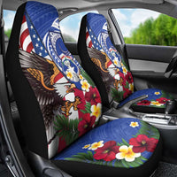 United States and Northern Mariana Islands Car Seat Cover USA Flag Eagle CNMI Latte Stone Tropical Flowers LT14 - Polynesian Pride