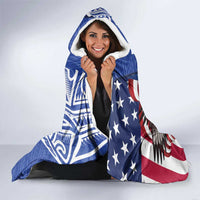 United States and Northern Mariana Islands Hooded Blanket USA Flag Eagle CNMI Latte Stone Tropical Flowers