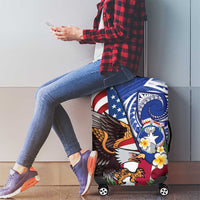 United States and Northern Mariana Islands Luggage Cover USA Flag Eagle CNMI Latte Stone Tropical Flowers LT14 - Polynesian Pride
