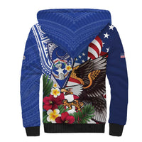 United States and Northern Mariana Islands Sherpa Hoodie USA Flag Eagle CNMI Latte Stone Tropical Flowers LT14 - Polynesian Pride