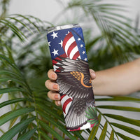 United States and Northern Mariana Islands Skinny Tumbler USA Flag Eagle CNMI Latte Stone Tropical Flowers LT14 - Polynesian Pride