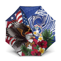 United States and Northern Mariana Islands Umbrella USA Flag Eagle CNMI Latte Stone Tropical Flowers