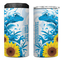 New Zealand Autism Awareness Month 4 in 1 Can Cooler Tumbler Takiwatanga Maori Lizard With Sunflower LT14 One Size: 16 oz Blue - Polynesian Pride