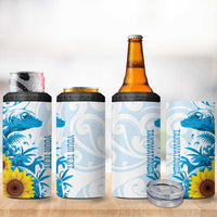 New Zealand Autism Awareness Month 4 in 1 Can Cooler Tumbler Takiwatanga Maori Lizard With Sunflower LT14 - Polynesian Pride
