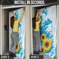 New Zealand Autism Awareness Month Door Cover Takiwatanga Maori Lizard With Sunflower LT14 - Polynesian Pride