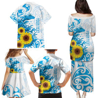 New Zealand Autism Awareness Month Family Matching Puletasi and Hawaiian Shirt Takiwatanga Maori Lizard With Sunflower LT14 - Polynesian Pride