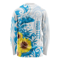 New Zealand Autism Awareness Month Long Sleeve Shirt Takiwatanga Maori Lizard With Sunflower LT14 - Polynesian Pride