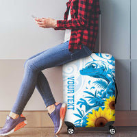 New Zealand Autism Awareness Month Luggage Cover Takiwatanga Maori Lizard With Sunflower LT14 - Polynesian Pride