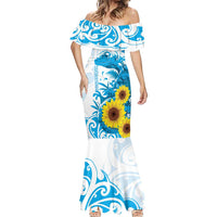 New Zealand Autism Awareness Month Mermaid Dress Takiwatanga Maori Lizard With Sunflower LT14 - Polynesian Pride