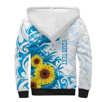 New Zealand Autism Awareness Month Sherpa Hoodie Takiwatanga Maori Lizard With Sunflower LT14 - Polynesian Pride
