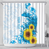 New Zealand Autism Awareness Month Shower Curtain Takiwatanga Maori Lizard With Sunflower LT14 - Polynesian Pride