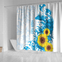 New Zealand Autism Awareness Month Shower Curtain Takiwatanga Maori Lizard With Sunflower LT14 - Polynesian Pride