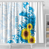 New Zealand Autism Awareness Month Shower Curtain Takiwatanga Maori Lizard With Sunflower LT14 - Polynesian Pride