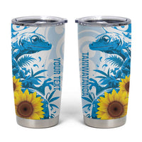 New Zealand Autism Awareness Month Tumbler Cup Takiwatanga Maori Lizard With Sunflower LT14 Blue - Polynesian Pride