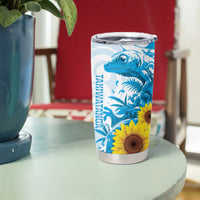 New Zealand Autism Awareness Month Tumbler Cup Takiwatanga Maori Lizard With Sunflower LT14 - Polynesian Pride