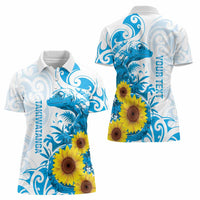 New Zealand Autism Awareness Month Women Polo Shirt Takiwatanga Maori Lizard With Sunflower LT14 - Polynesian Pride
