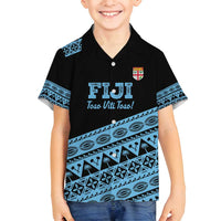 Fiji Rugby 2025 Custom Family Matching Long Sleeve Bodycon Dress and Hawaiian Shirt Fijian Tapa Toso Viti Toso - Black LT14 Son's Shirt Black - Polynesian Pride