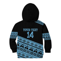 Fiji Rugby 2025 Custom Kid Hoodie Fijian Tapa Toso Viti Toso - Black LT14 - Polynesian Pride