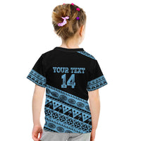 Fiji Rugby 2025 Custom Kid T Shirt Fijian Tapa Toso Viti Toso - Black LT14 - Polynesian Pride
