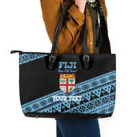 Fiji Rugby 2025 Custom Leather Tote Bag Fijian Tapa Toso Viti Toso - Black LT14 - Polynesian Pride