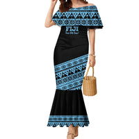 Fiji Rugby 2025 Custom Mermaid Dress Fijian Tapa Toso Viti Toso - Black LT14 Women Black - Polynesian Pride